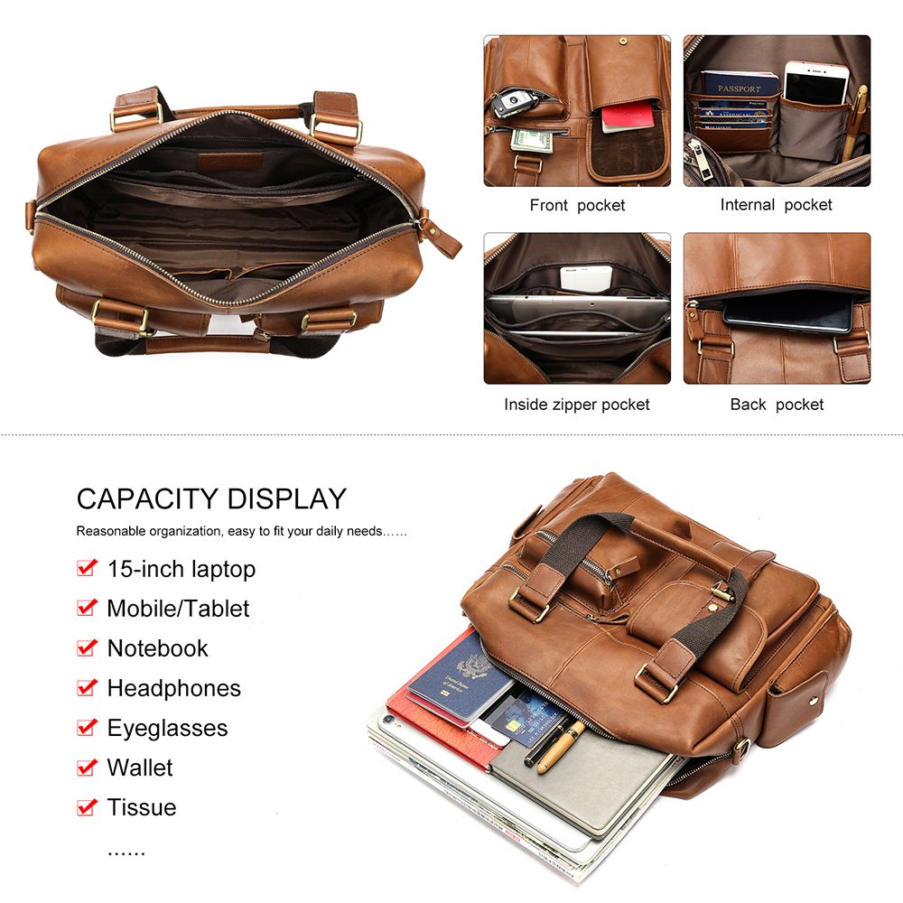 Crazy Horse Cow Leather Travel Duffel – Men’s Vintage Weekend Bag