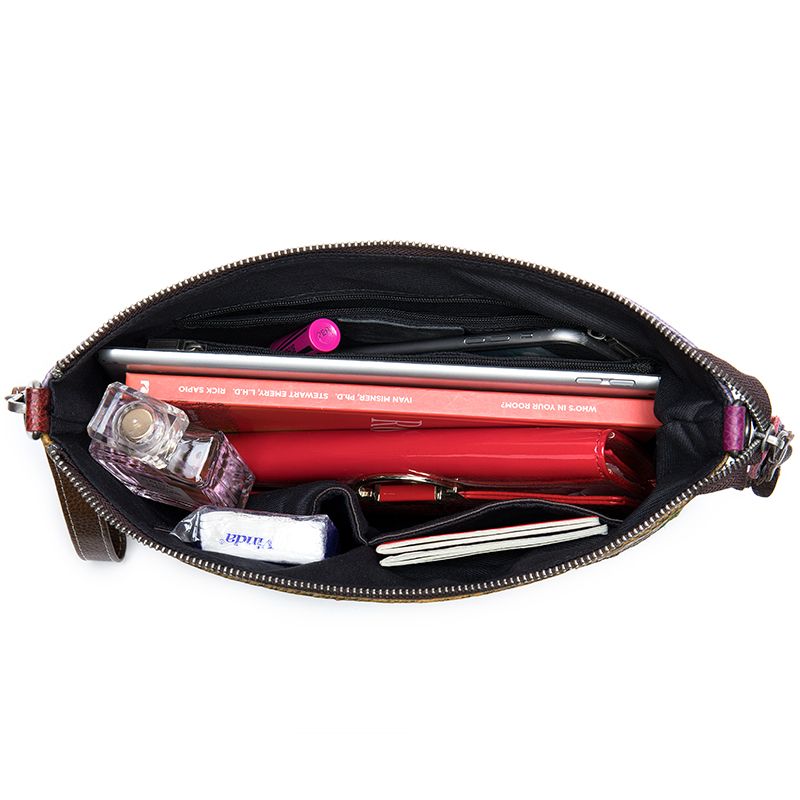 Women’s Genuine Leather Messenger Clutch Bag with Detachable Strap
