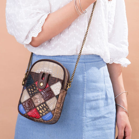 Vintage Patchwork Leather Crossbody Bag