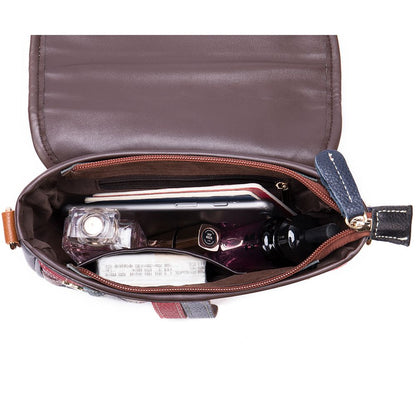 Women’s Genuine Leather Retro Patchwork Adjustable Crossbody Bag