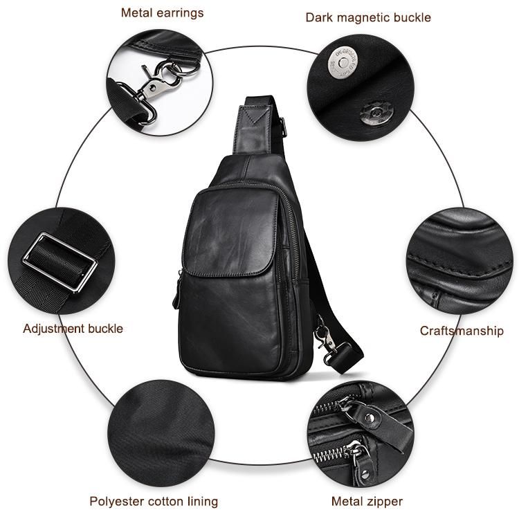 Leather Crossbody Chest Bag – Waterproof Single-Shoulder Sling for Travel & Daily Carry
