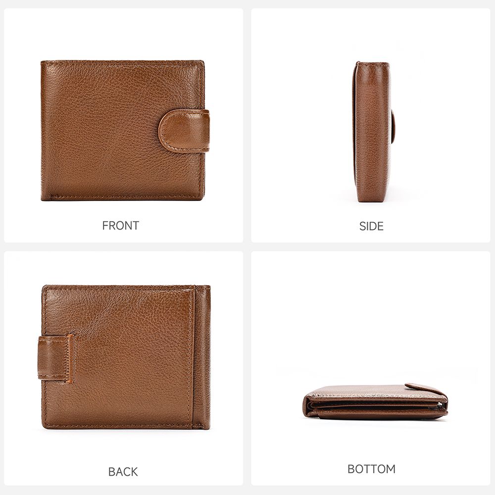 Men’s Leather Wallet with Front Coin Pocket & ID Window – Slim Bifold Style