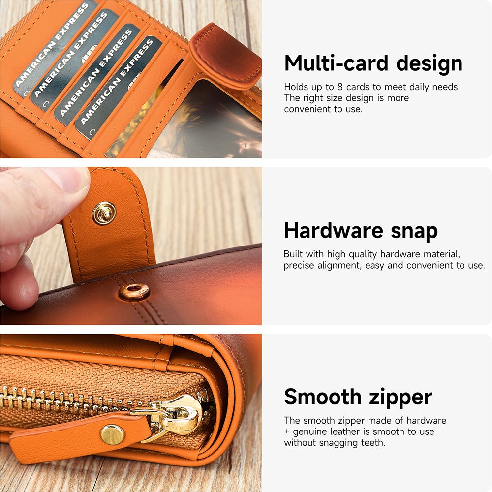 RFID-Blocking Genuine Leather Long Wallet – Large Capacity Card Holder
