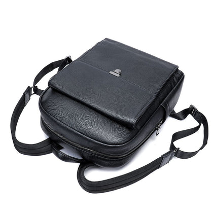 Sleek Leather Laptop Backpack – Compact Design for Work, School & Travel