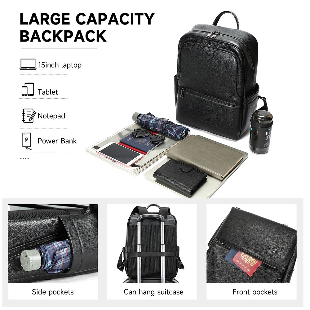 Urbanex Crazy Horse Cow Leather Waterproof Travel Backpack – Men’s Vintage Laptop Sling