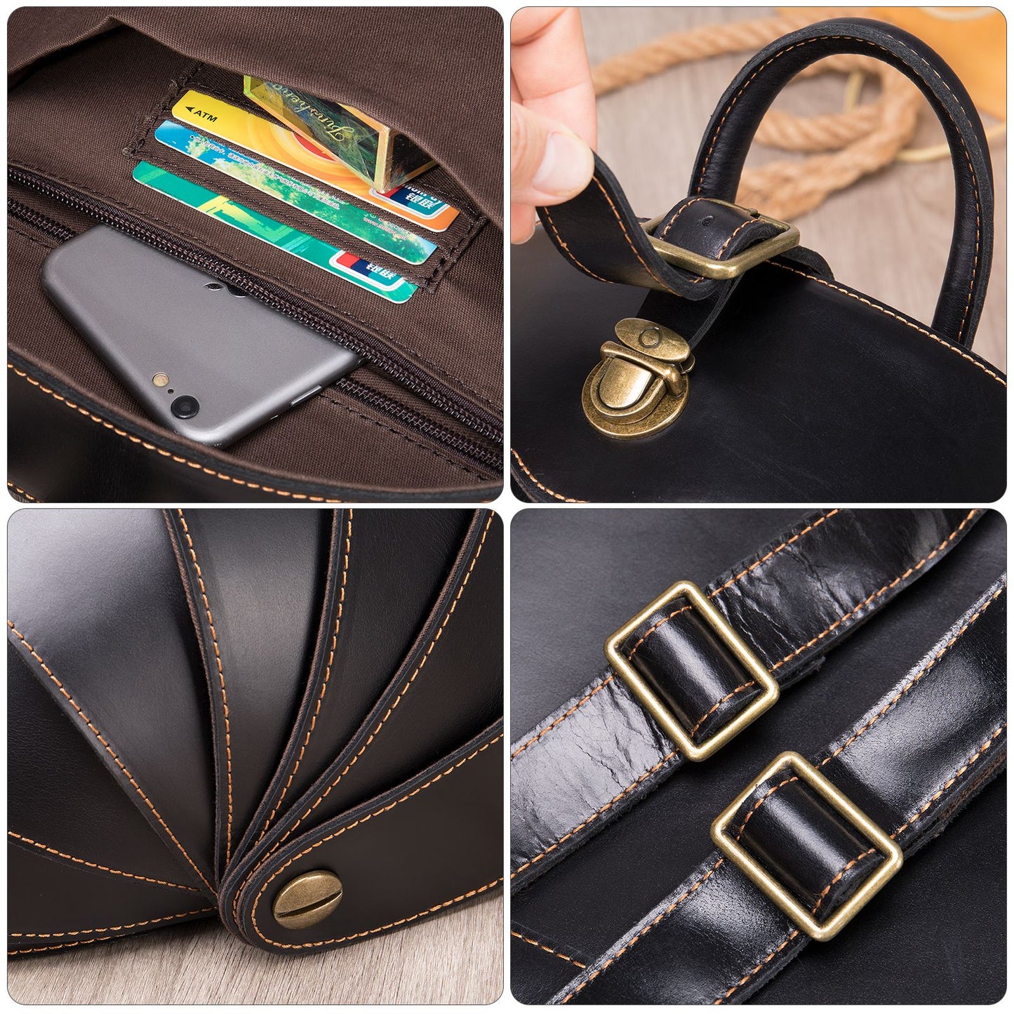 Shell Armor Leather Backpack – Modern Designer Travel & Laptop Bag