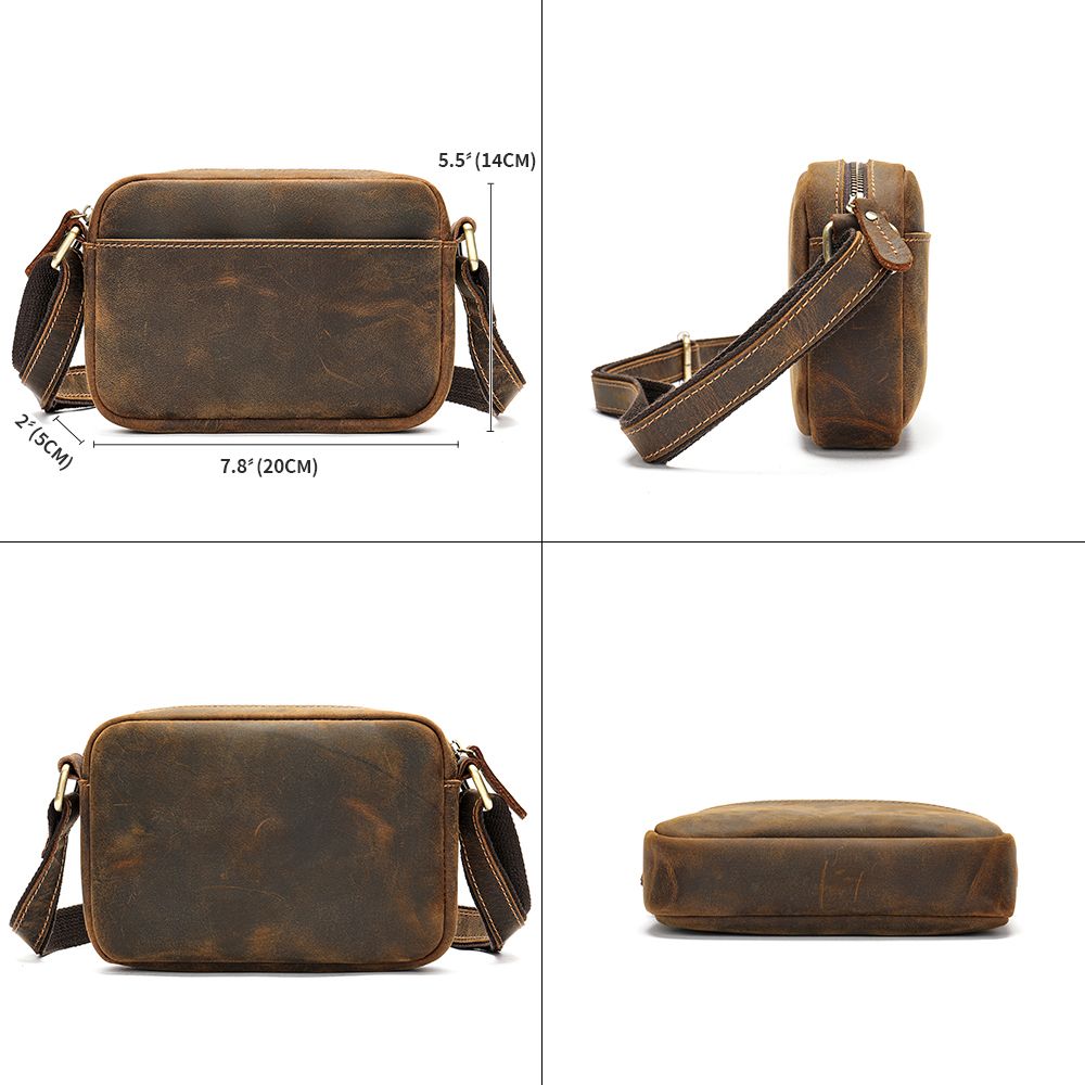 Vintage Crazy Horse Cow Leather Crossbody Sling – Men’s Chest & Travel Bag