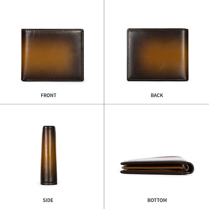 Vintage Short Bifold RFID Anti-Theft Wallet – Genuine Leather for Men