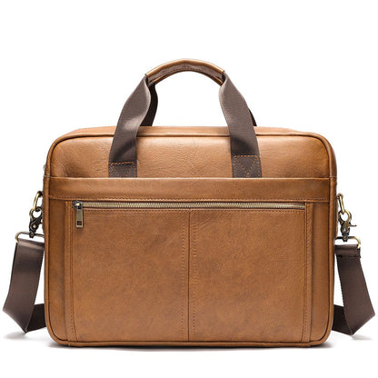 Men’s Leather Office Briefcase – 14″ Laptop & Document Messenger Bag for Business