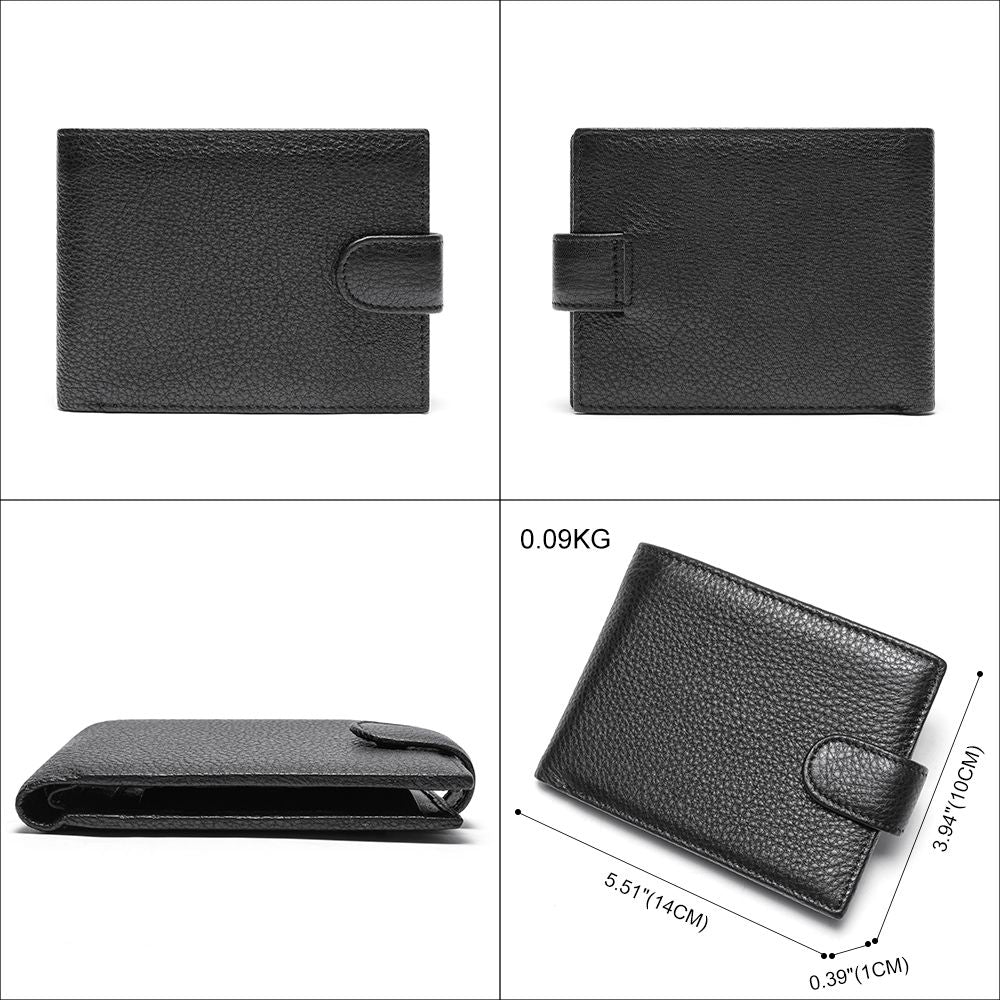Cow Leather Bifold Wallet with Hasp Closure – Compact & Waterproof