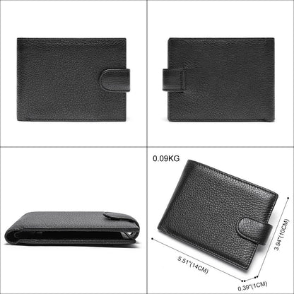 Cow Leather Bifold Wallet with Hasp Closure – Compact & Waterproof