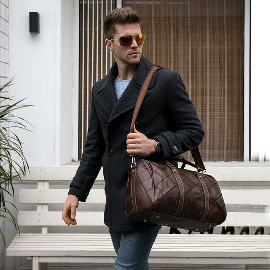 Crazy Horse Cow Leather Large-Capacity Duffle – Men’s Vintage Travel Bag