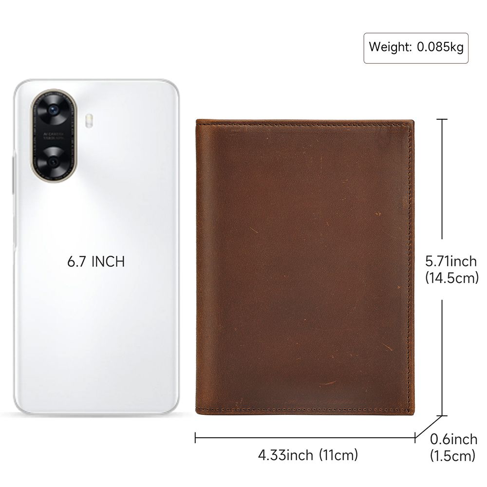 Crazy Horse Genuine Leather RFID Bifold Wallet – Vintage Travel & Passport Holder