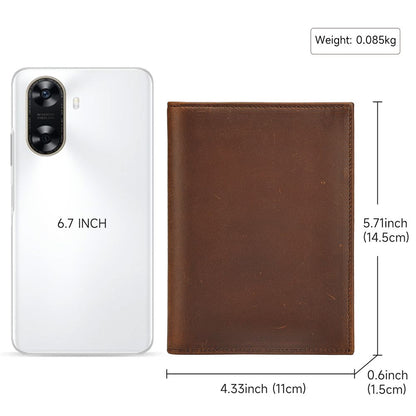Crazy Horse Genuine Leather RFID Bifold Wallet – Vintage Travel & Passport Holder
