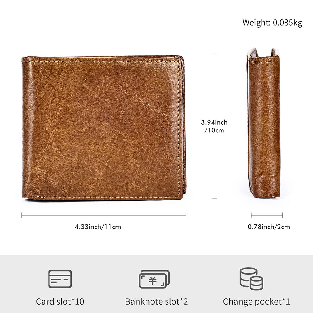 Genuine Leather Bifold Wallet for Men – RFID Blocking & Waterproof