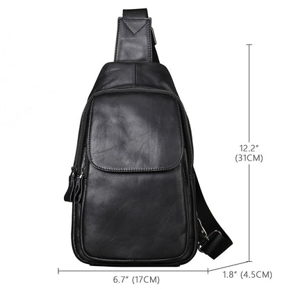 Leather Crossbody Chest Bag – Waterproof Single-Shoulder Sling for Travel & Daily Carry