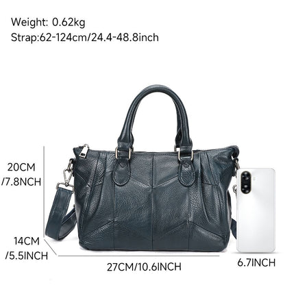 Luxury Genuine Leather Handbag – Large Capacity Shoulder Tote for Women