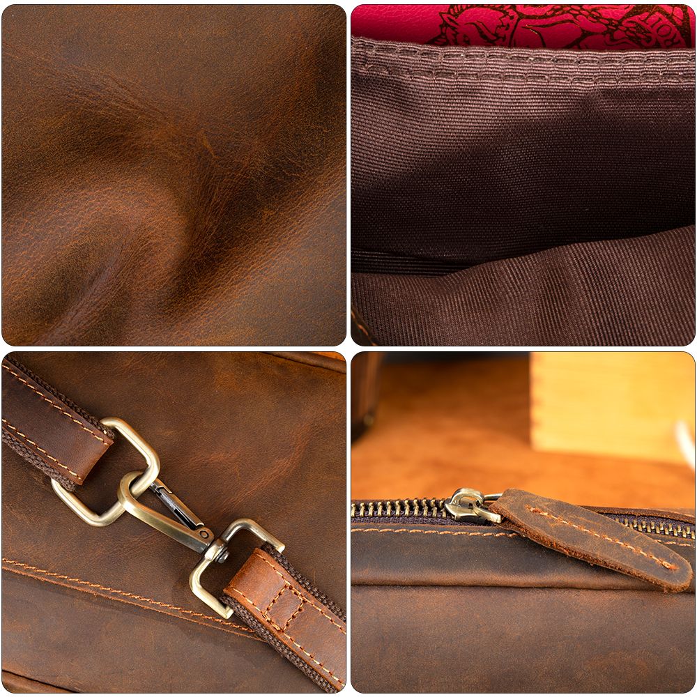 Men’s Crazy Horse Genuine Cow Leather Small Shoulder Bag – Vintage Crossbody Messenger