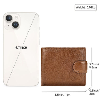 Men’s Leather Wallet with Front Coin Pocket & ID Window – Slim Bifold Style