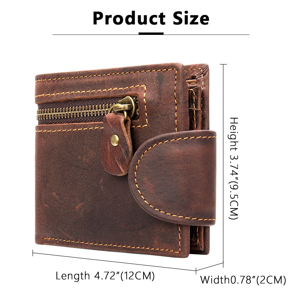 Retro Minimalist RFID Blocking Cow Leather Bifold Wallet – Slim Men’s Purse
