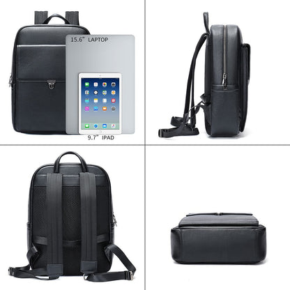 Sleek Leather Laptop Backpack – Compact Design for Work, School & Travel