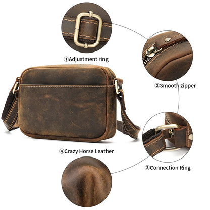 Vintage Crazy Horse Cow Leather Crossbody Sling – Men’s Chest & Travel Bag