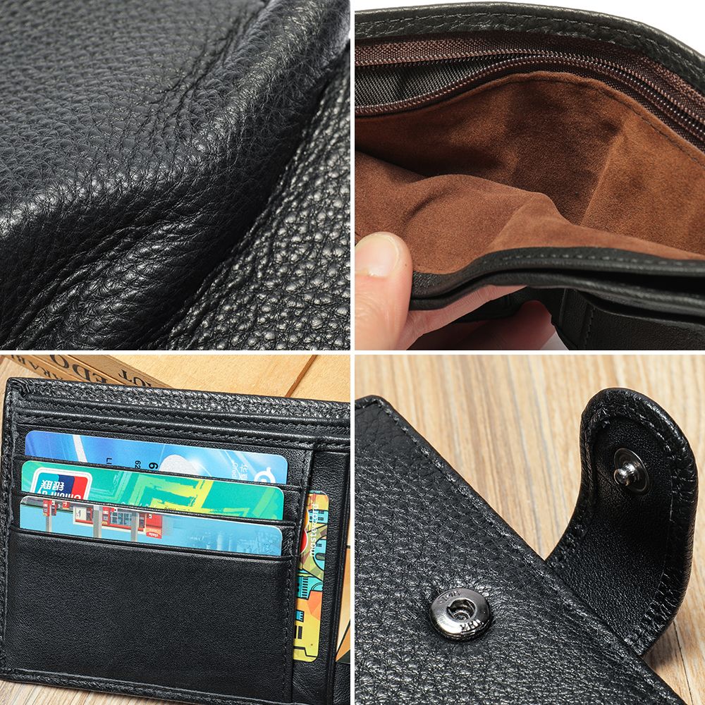 Cow Leather Bifold Wallet with Hasp Closure – Compact & Waterproof