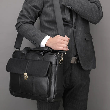 Luxury Men’s Genuine Leather Laptop Briefcase – Business Messenger Bag
