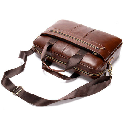 Men’s 14 Inch Laptop Bag – Leather Briefcase, Lawyer & Business Office Bag, Messenger Bag for Men