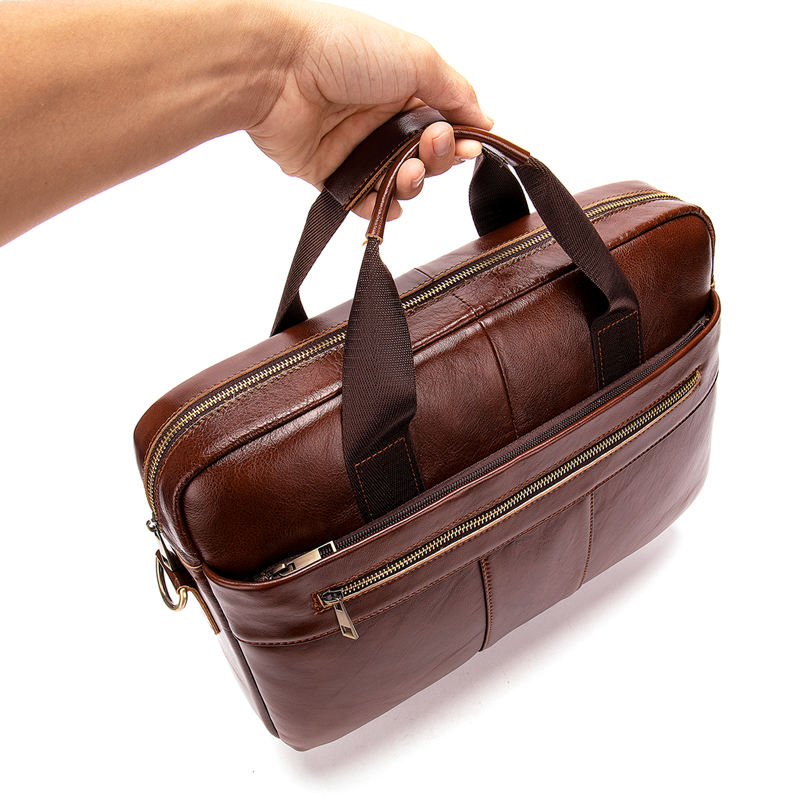 Men’s 14 Inch Laptop Bag – Leather Briefcase, Lawyer & Business Office Bag, Messenger Bag for Men