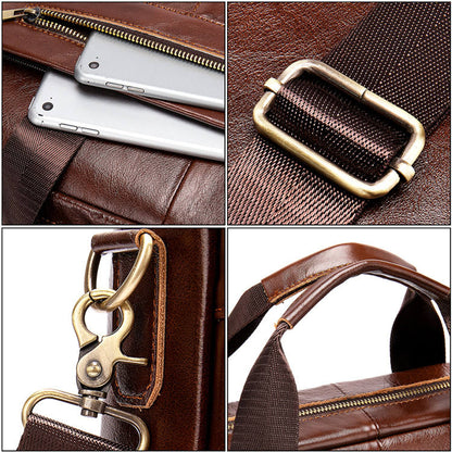 Men’s 14 Inch Laptop Bag – Leather Briefcase, Lawyer & Business Office Bag, Messenger Bag for Men
