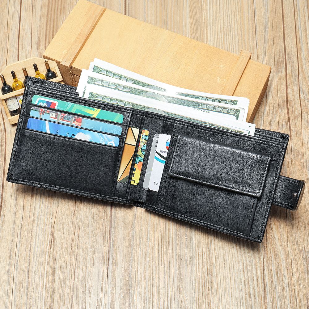 Cow Leather Bifold Wallet with Hasp Closure – Compact & Waterproof