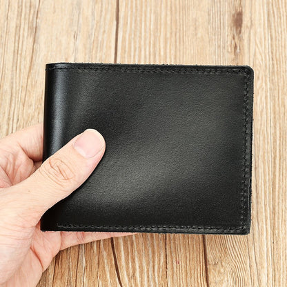 Crazy Horse Genuine Leather Minimalist Slim Bifold Wallet