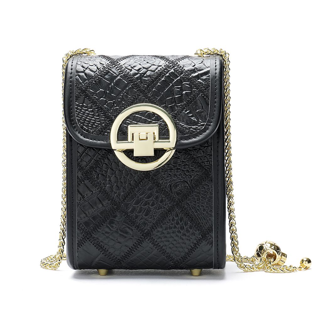 Women’s Genuine Leather Bohemia Patchwork Chain Shoulder Bag