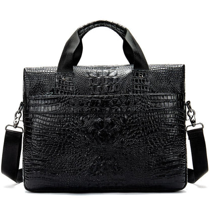 Crocodile-Texture Leather Briefcase – Waterproof Laptop Bag for Men