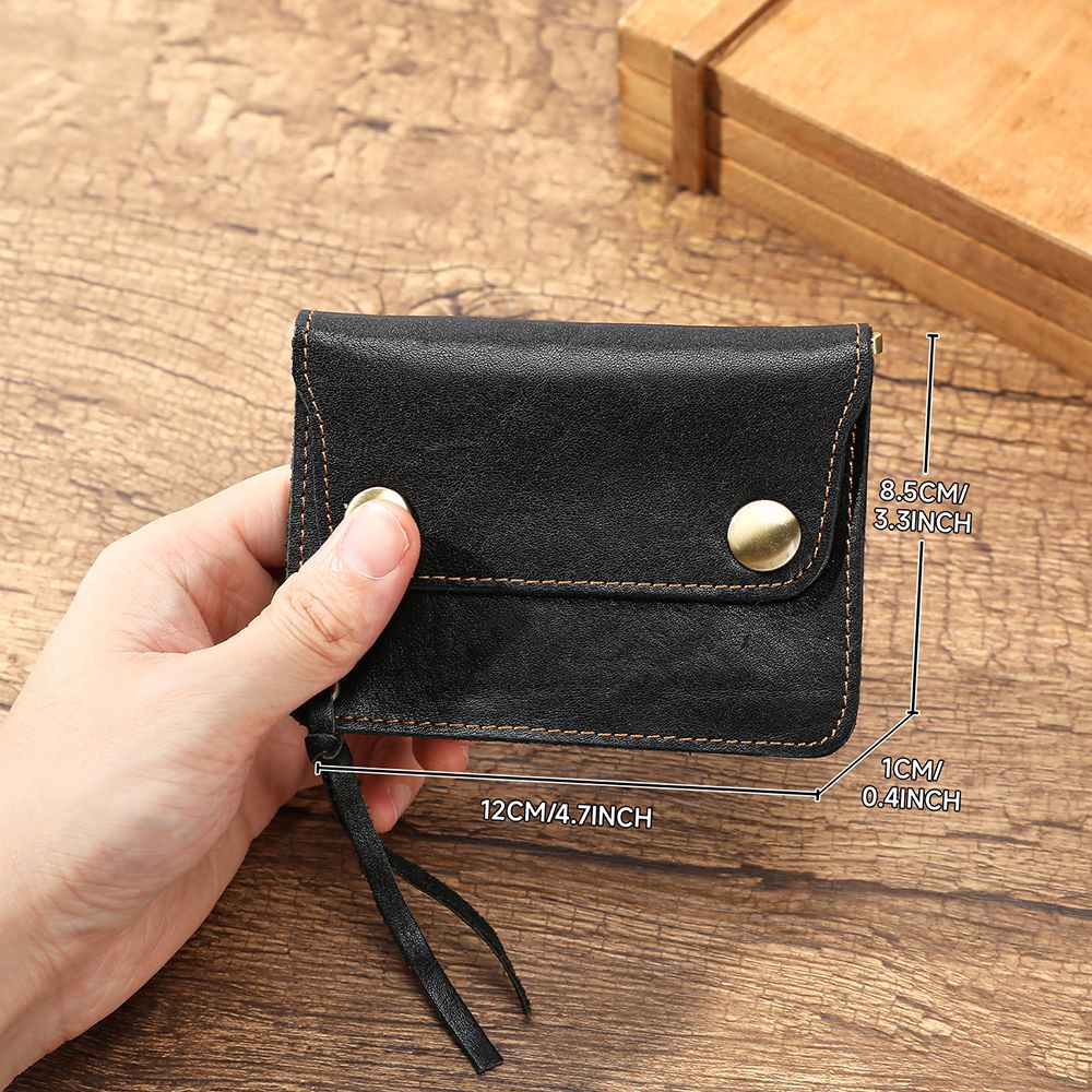 Full Grain Leather Designer Wallet for Men – Short Bifold with Coin Pocket