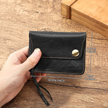 Full Grain Leather Designer Wallet for Men – Short Bifold with Coin Pocket
