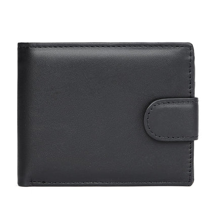 Genuine Cow Leather Short Bifold Wallet with Coin Pocket – Slim & Waterproof