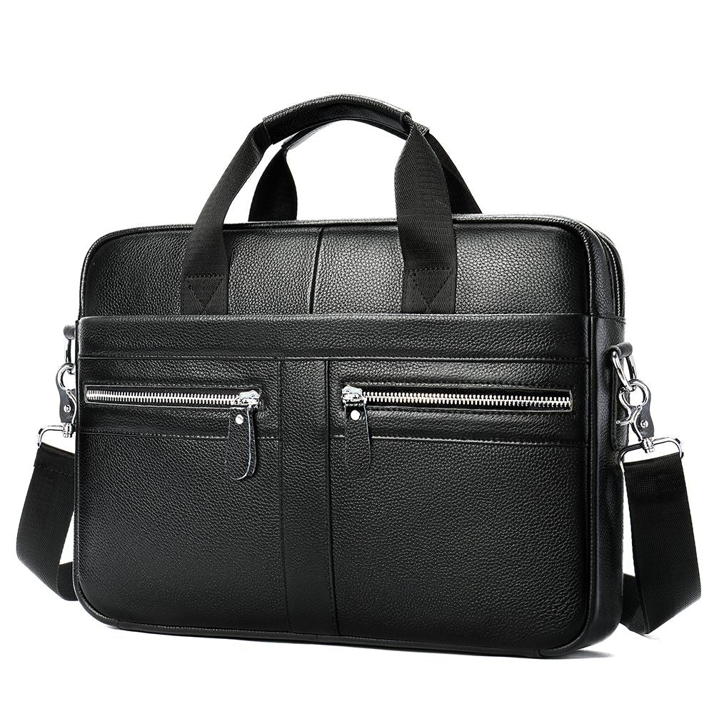 Men’s Genuine Cowhide Leather 15″ Business Laptop Briefcase & Messenger Bag