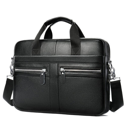 Men’s Genuine Cowhide Leather 15″ Business Laptop Briefcase & Messenger Bag