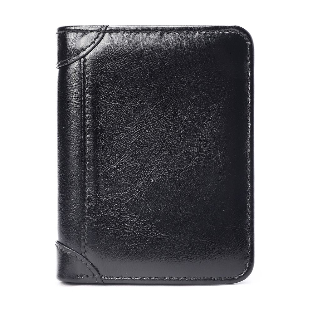 Genuine Leather RFID-Blocking Bifold Wallet for Men – Vintage Waterproof Design