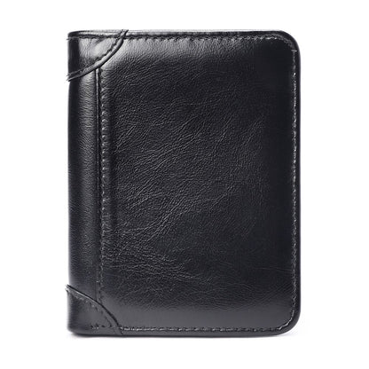 Genuine Leather RFID-Blocking Bifold Wallet for Men – Vintage Waterproof Design