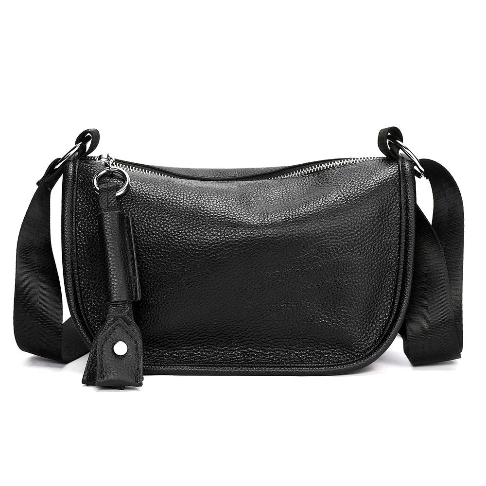 Genuine Leather Ladies’ Satchel Crossbody Bag – Mobile Phone Purse with Zip Closure
