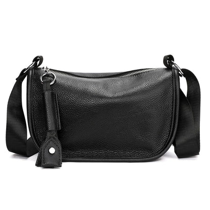 Genuine Leather Ladies’ Satchel Crossbody Bag – Mobile Phone Purse with Zip Closure