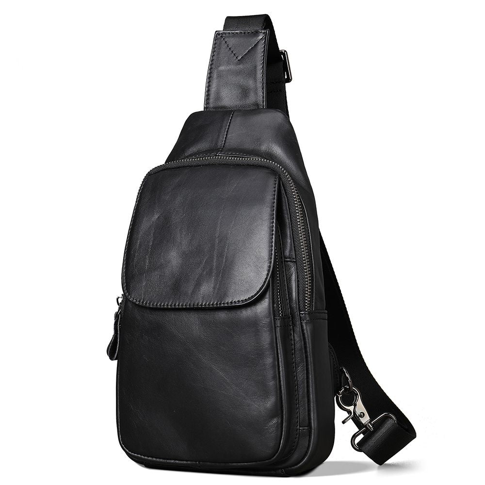 Leather Crossbody Chest Bag – Waterproof Single-Shoulder Sling for Travel & Daily Carry