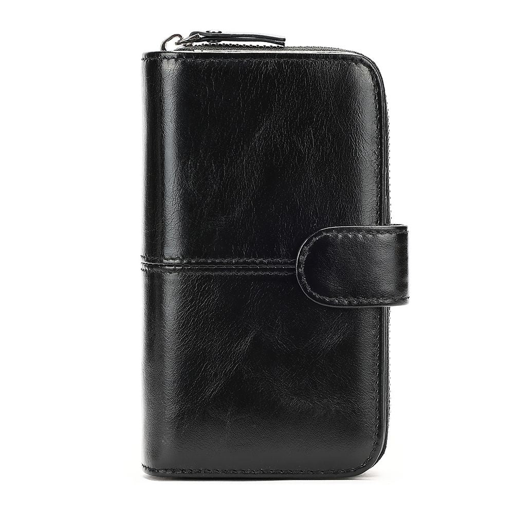 RFID-Blocking Genuine Leather Long Wallet – Large Capacity Card Holder