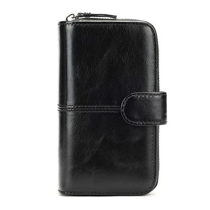 RFID-Blocking Genuine Leather Long Wallet – Large Capacity Card Holder