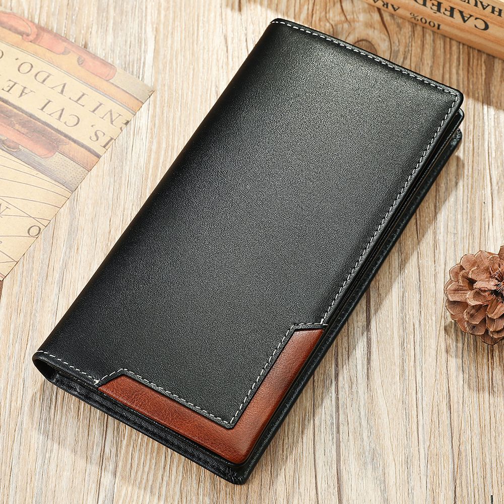 RFID Blocking Genuine Leather Long Wallet with Phone Pocket – Vintage Travel Clutch for Men