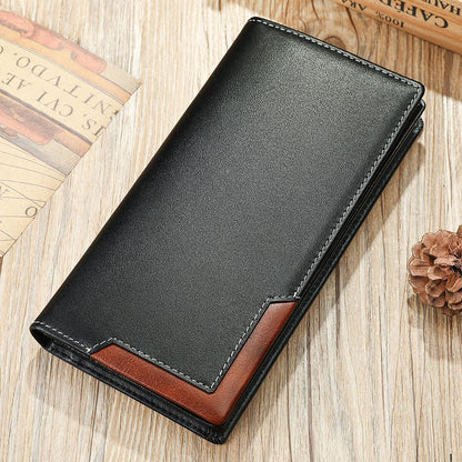 RFID Blocking Genuine Leather Long Wallet with Phone Pocket – Vintage Travel Clutch for Men