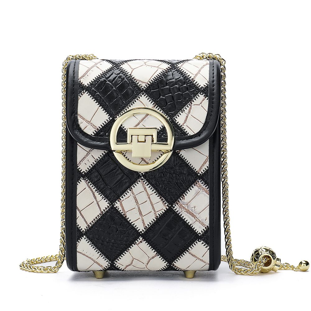 Women’s Genuine Leather Bohemia Patchwork Chain Shoulder Bag